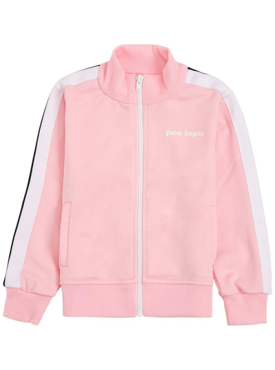 Shop Palm Angels Logo Embroidered Track Jacket In Pink
