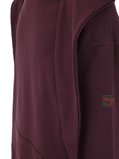 Raf Simons Regular Fit Hoodie With Knot In Dark Aubergine