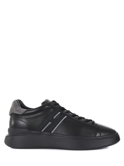 Shop Hogan H580 Leather Sneakers In Nero