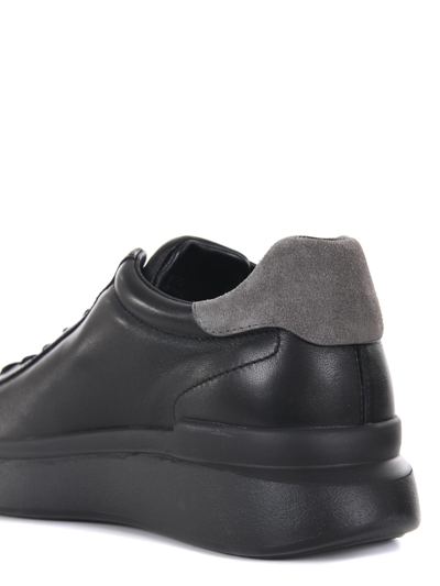 Shop Hogan H580 Leather Sneakers In Nero