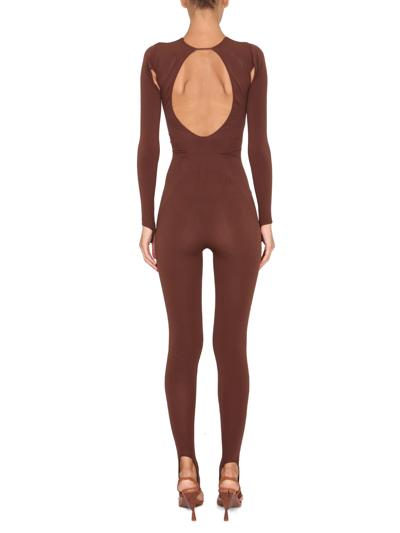 Shop Andreädamo Full Jumpsuit With Cut-out Details In Marrone