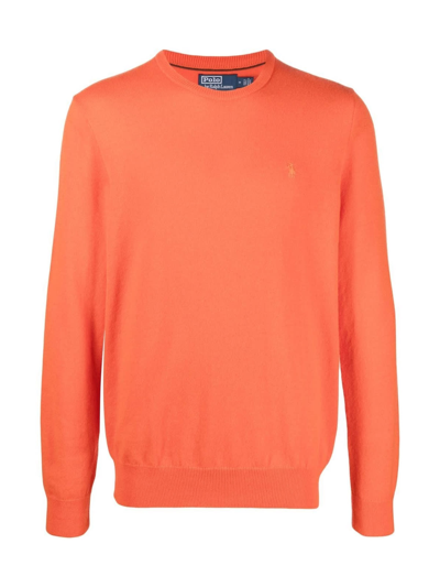 Shop Polo Ralph Lauren Long Sleeve Basic Pullover In New Active Orange