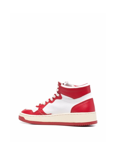 Shop Autry Mid Sneakers In Wht Red