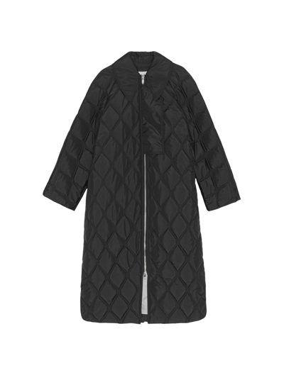Shop Ganni Ripstop Quilt Coat In Black