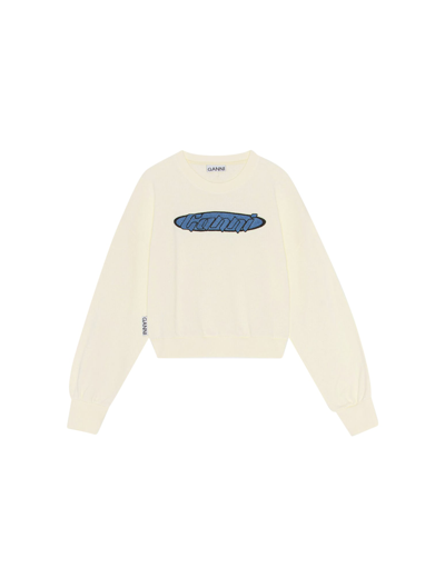 Shop Ganni Isoli Artwork Sweatshirt In Egret