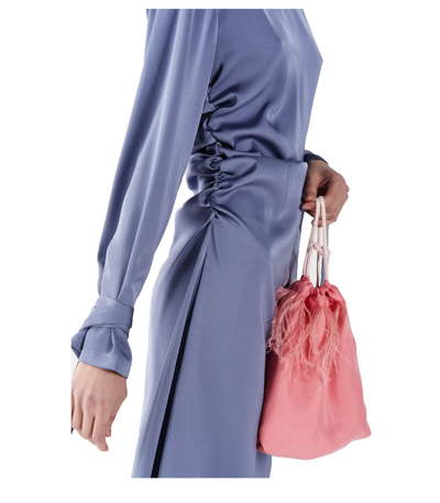 Shop Weili Zheng Satin Periwinkle Midi Dress In Pervinca