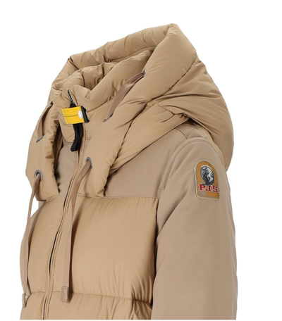 Shop Parajumpers Peppi Beige Hooded Down Jacket In Cappuccino
