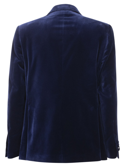 Shop Lardini Velvet Jacket In Midnight Blue