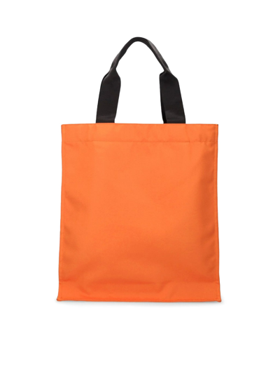 Shop Msgm Logo Textil Bag In Orange
