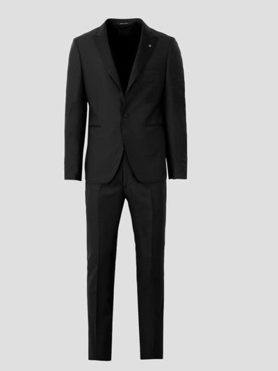 Shop Tagliatore Single Breasted Tailored Suit In Black