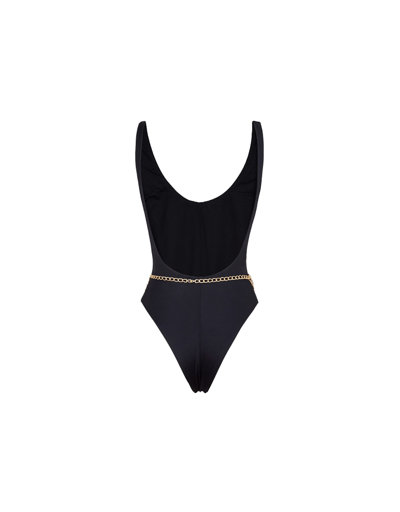 Shop Palm Angels Ekaterina One Piece Swimsuit With Jewel Belt In Black