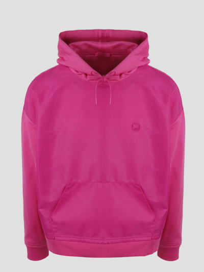 Shop Valentino Nylon Panel And Stud Detail Hoodie In Pink & Purple