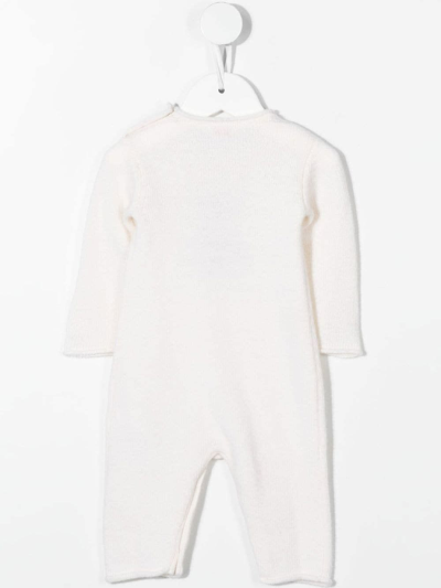 Shop Il Gufo White Wool Babysuit With Teddy In Latte