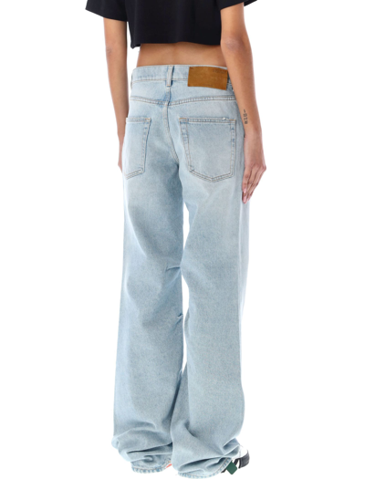 Shop Off-white Bleach Baby Baggy Chino Jeans In Light Blue