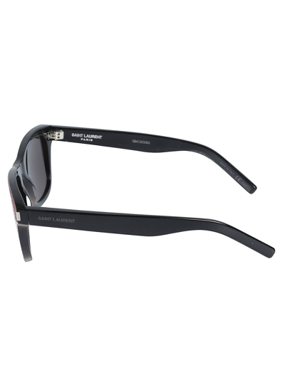 Shop Saint Laurent Square Frame Studded Sunglasses In Black/grey