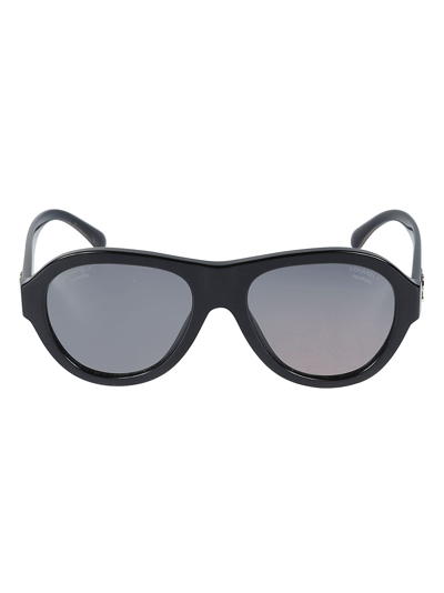 Pre-owned Chanel Curved Frame Sunglasses In N/a