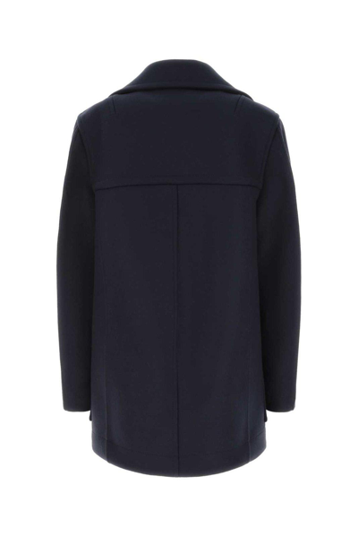 Shop Bottega Veneta Curved Shape Felted Coat In Abyss