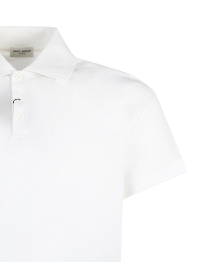 Shop Saint Laurent Buttoned Short-sleeved Polo Shirt In White