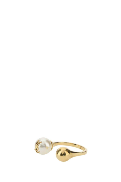 Shop Saint Laurent Logo Plaque Ring In Gold