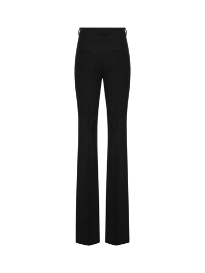 Shop Saint Laurent High Waist Straight Leg Trousers In Black