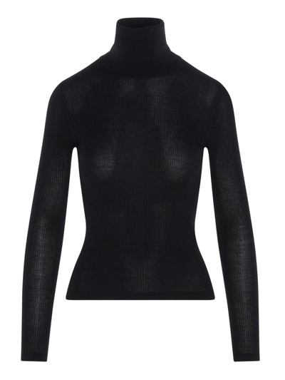 Shop Saint Laurent Turtleneck Knitted Sweater In Black