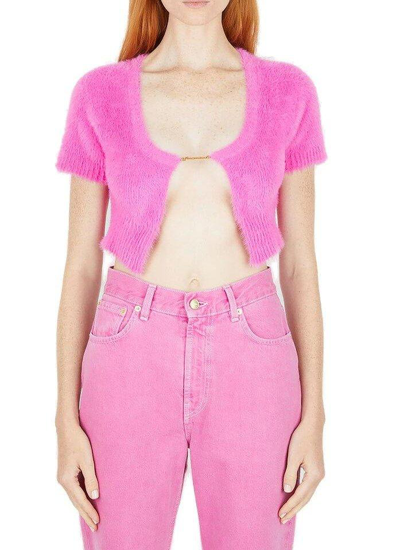 Shop Jacquemus La Maille Neve Cardigan In Pink