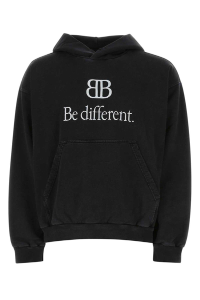 Balenciaga Logo Be Different Graphic Hoodie Sweatshirt In Black | ModeSens
