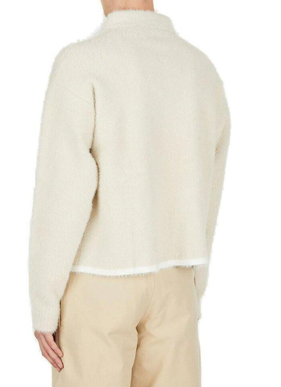 Shop Jacquemus Neve Long Sleeve Polo Shirt In 110 Off White