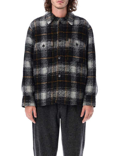Shop Isabel Marant Pocket Patch Checked Shirt Jacket In Grey