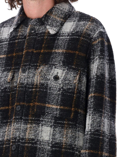 Shop Isabel Marant Pocket Patch Checked Shirt Jacket In Grey