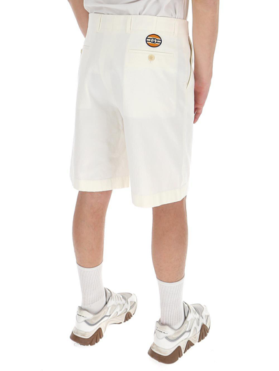 Shop Gucci Interlocking G Patch Shorts In Ivory