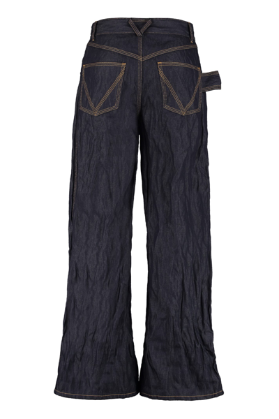 Shop Bottega Veneta Wide Leg Jeans In Denim Blue