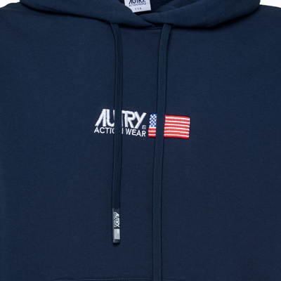 Shop Autry Hooded Sweatshirt In Navy