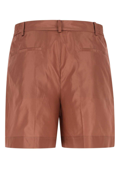 Shop Valentino Pressed-crease Elasticated Waist Tailored Shorts In Brown