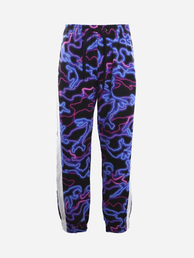 Shop Valentino Jersey Pants With All-over Neon Camou Print In Multicolor