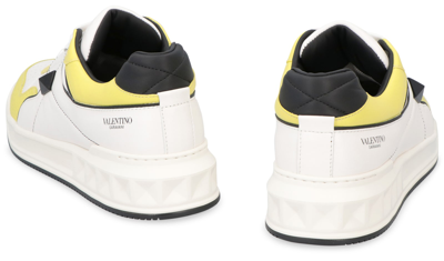 Shop Valentino One Stud Leather Low-top Sneakers In White