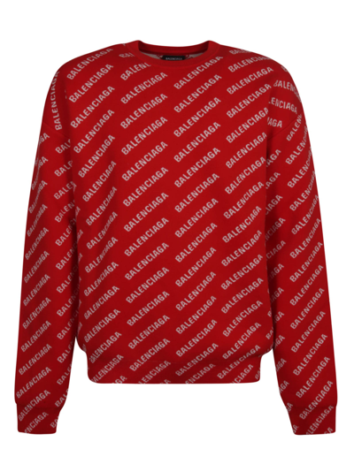 Shop Balenciaga Logo Monogra Sweatshirt In Red