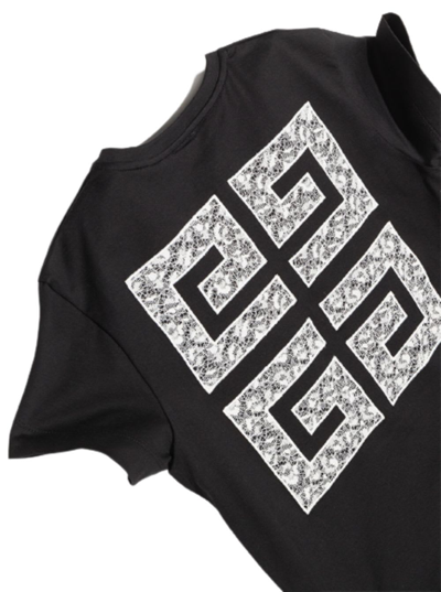 Shop Givenchy Girls Black Cotton T-shirt With Logo