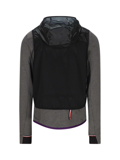 Shop Moncler Two-material Hooded Cardigan