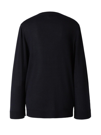 Shop Totême V-neck Long-sleeved Jumper In Black