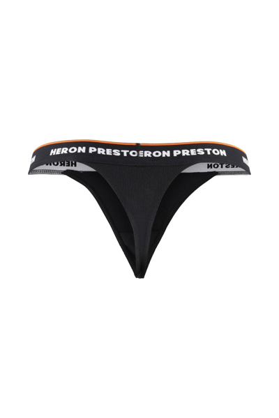 Shop Heron Preston Logo-tape Elasticated Waistband Thong In Nero