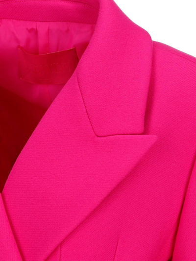 Shop Valentino Bow Detailed Long-sleeved Coat In Fucsia