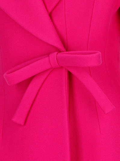 Shop Valentino Bow Detailed Long-sleeved Coat In Fucsia