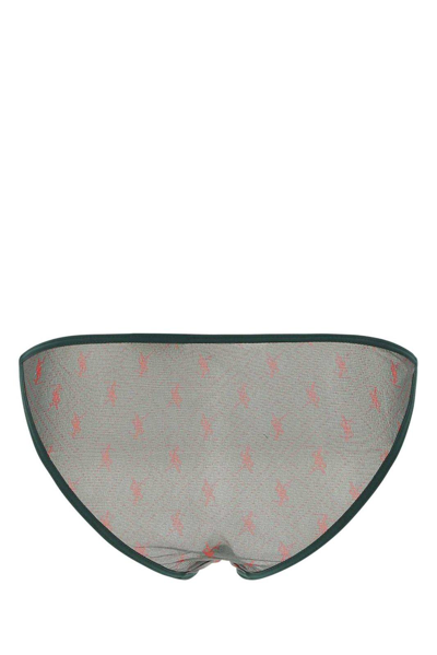 Shop Saint Laurent Monogram Sheer Panties In Green