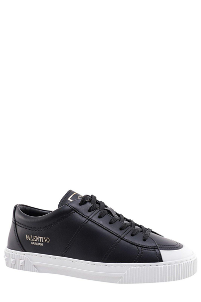 Shop Valentino Cityplanet Lace-up Sneakers In Nero/bianco
