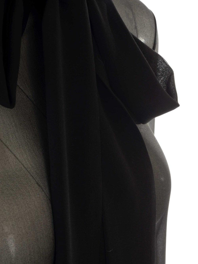 Shop Saint Laurent Bow Detail Sheer Blouse In Black