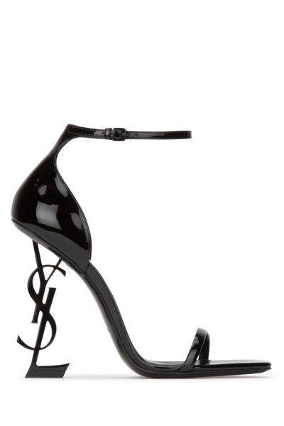 Shop Saint Laurent Opyum Signature Ankle-strap Heel Sandals In Nero