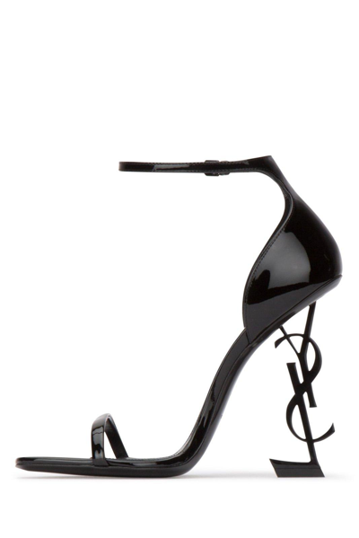 Shop Saint Laurent Opyum Signature Ankle-strap Heel Sandals In Nero