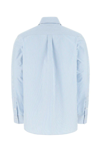 Shop Bottega Veneta Compact Striped Shirt In Blu