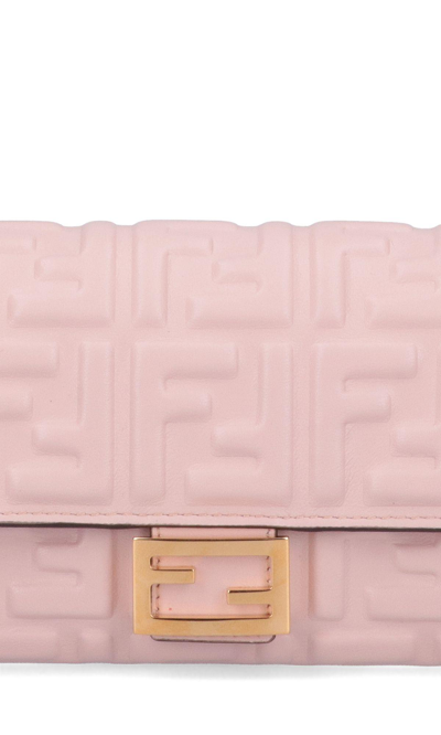 Shop Fendi Continental Baguette Wallet In Rosa